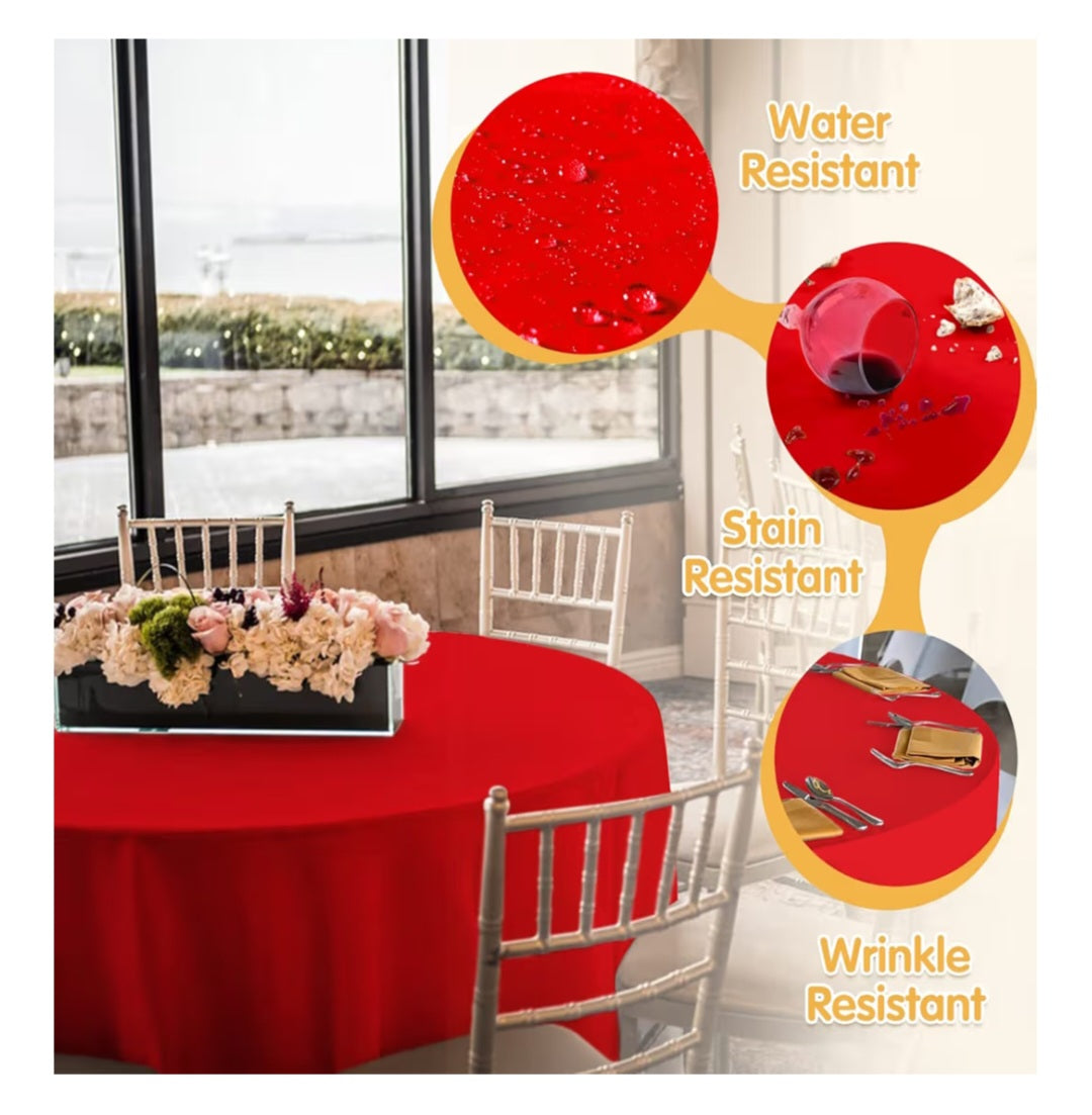 6 Pack Red Round Tablecloths 70 Inch for 30“-48” Tables