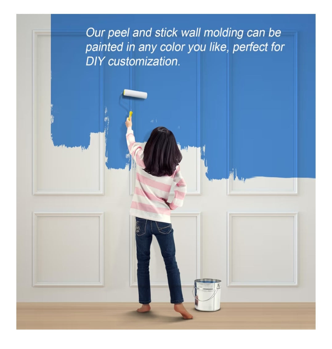 Peel and Stick Wall Molding Kit 6-Frame Premade, Ready-to-Assemble Wall Moulding Panel Frame