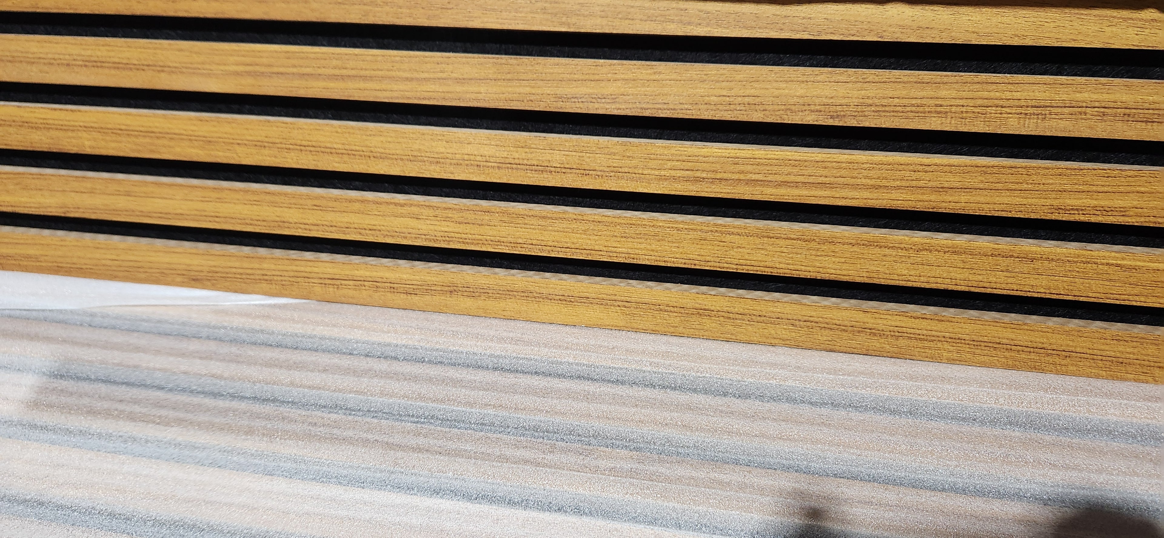 4-Pack Acoustic Wood Slat Wall Panels for Interior Decor, 3D Fluted Sound Absorbing Wood Paneling for Accent Wall Ceiling