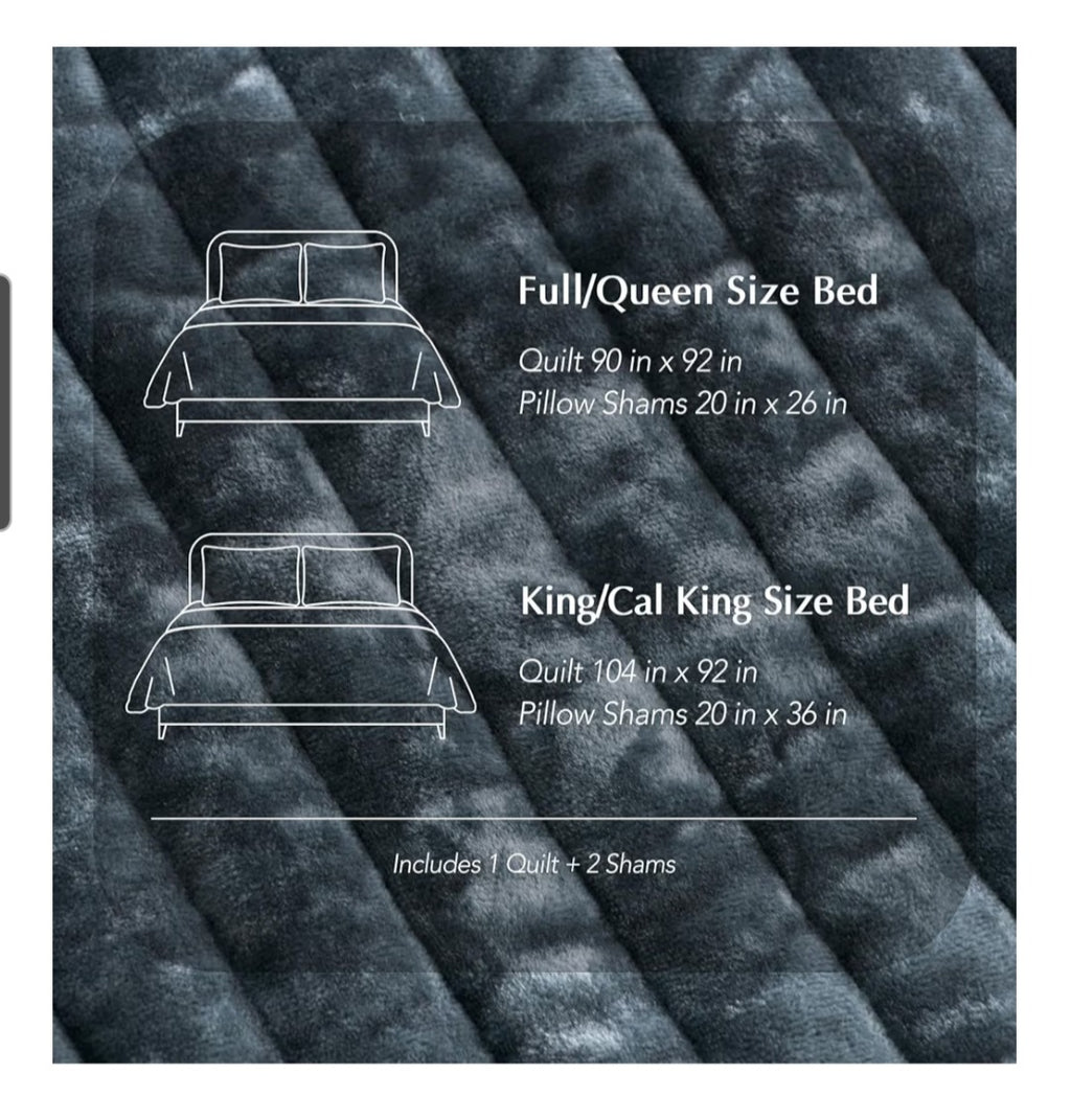 Velvet Quilt Set King Size with 2 Shams