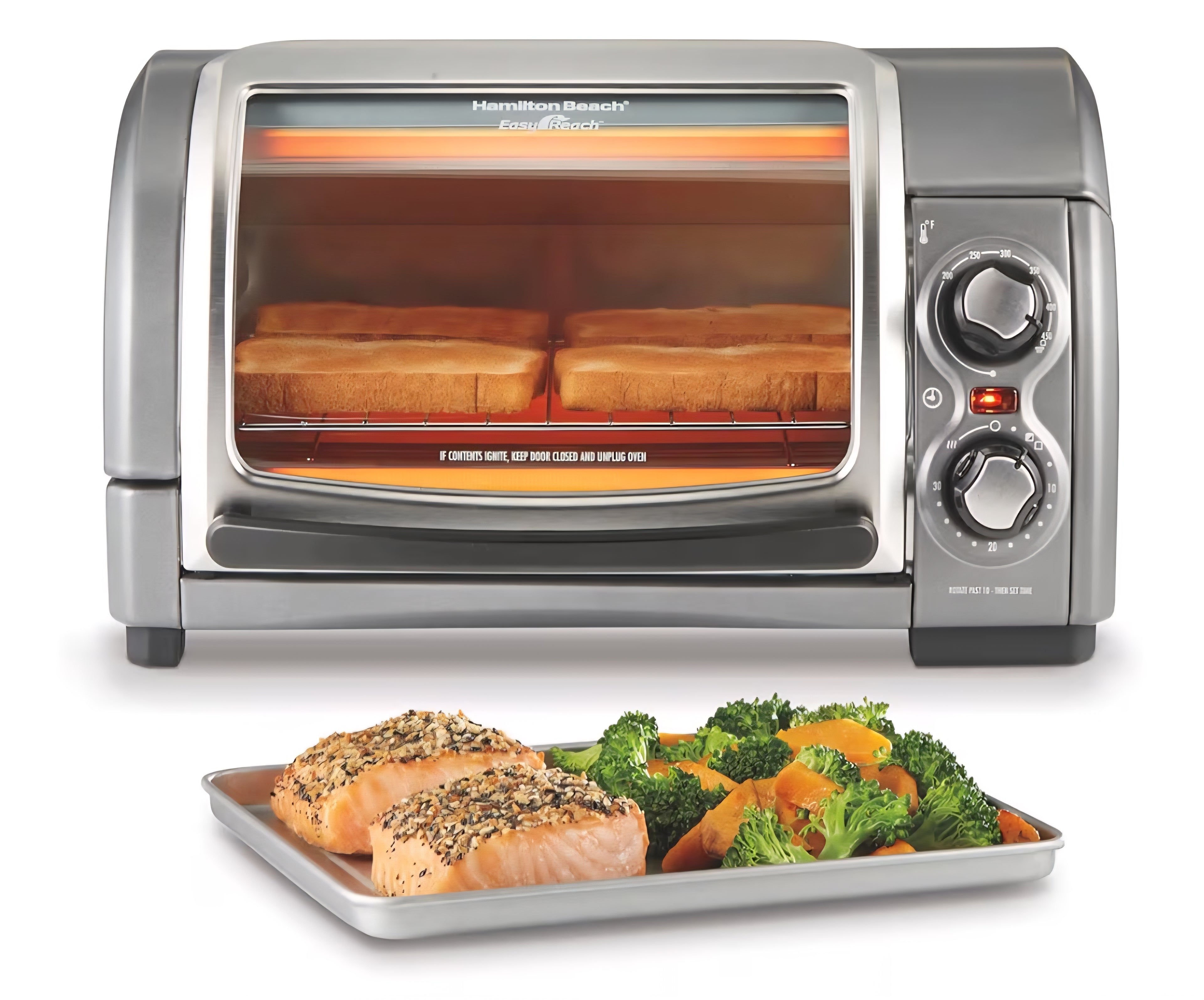 Hamilton Beach Easy Reach 4-Slice Countertop Toaster Oven With Roll-Top Door