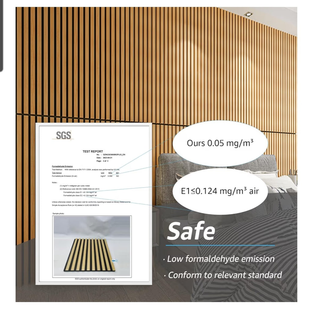 4-Pack Acoustic Wood Slat Wall Panels for Interior Decor, 3D Fluted Sound Absorbing Wood Paneling for Accent Wall Ceiling
