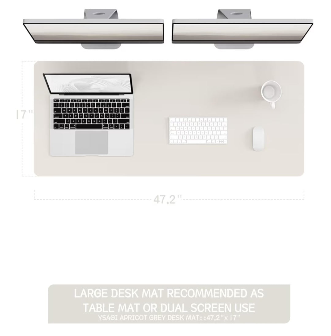 Non-Slip Leather Desk Pad Long Size, Waterproof Laptop Computer Desk Keyboard Mat