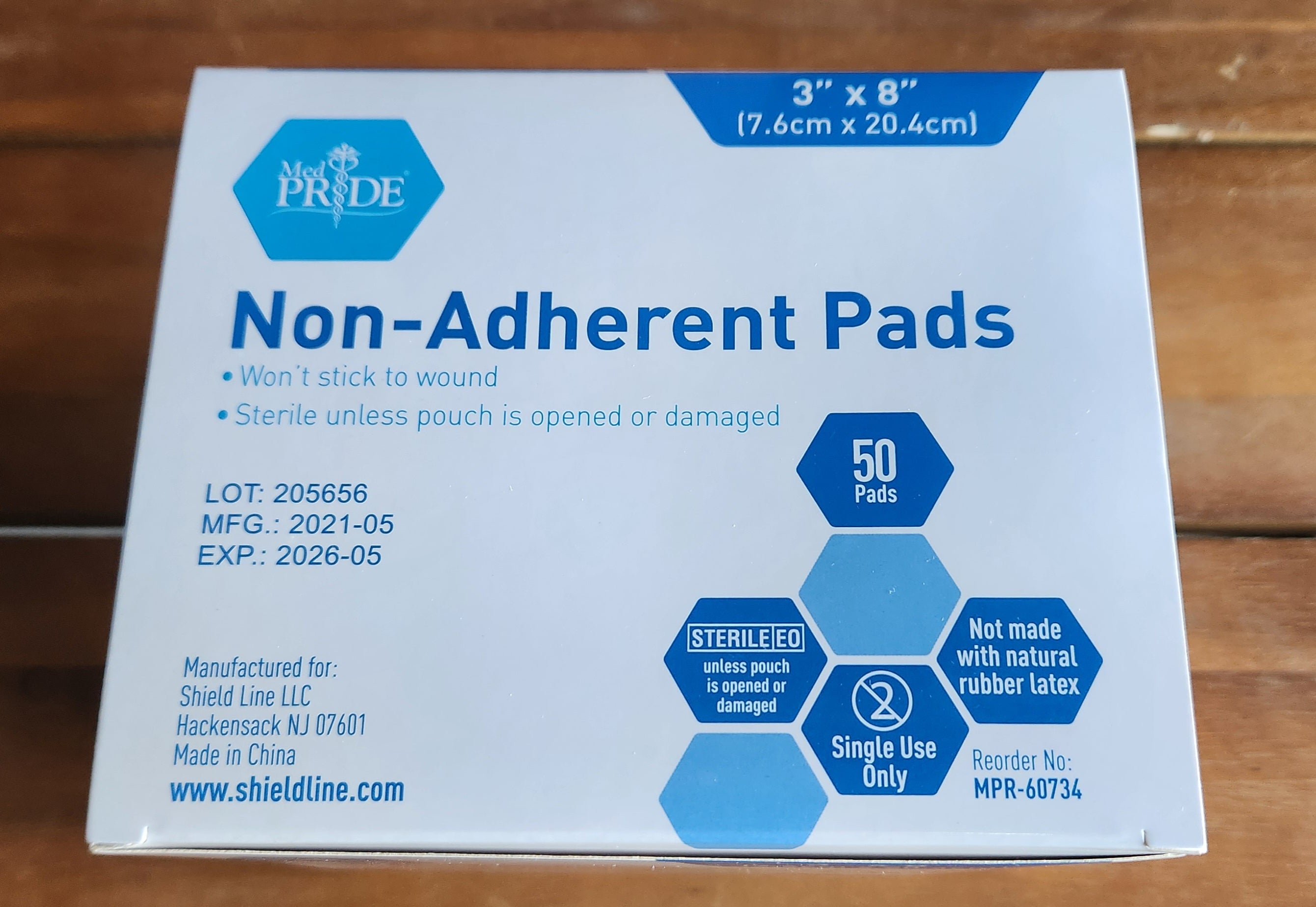 Sterile Nonstick Pads for Wound Care Absorbent Non-Adherent 3x8 In 50pk MedPride