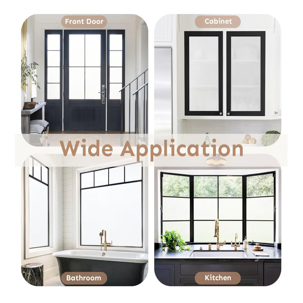 Window Privacy Film, Frosted Glass Window Clings, Removable Anti-UV Glass Door Covering- White