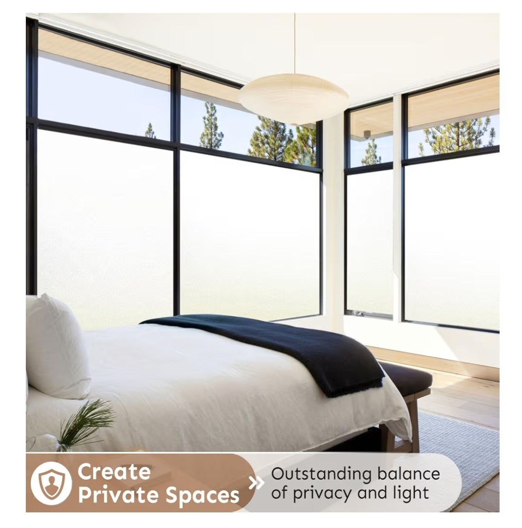 Window Privacy Film, Frosted Glass Window Clings, Removable Anti-UV Glass Door Covering- White