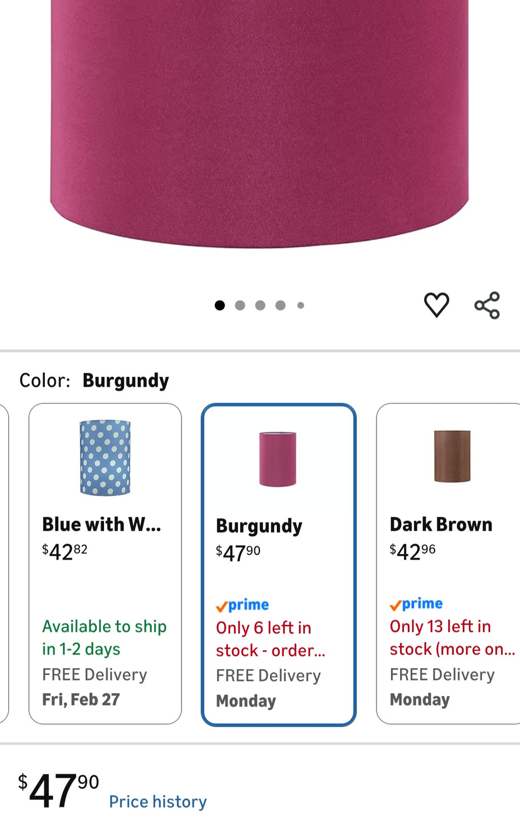 Lamp Shade Aspen Creative Drum (Cylinder) Shaped Spider Construction in Rich Red (8" x 8" x 11")