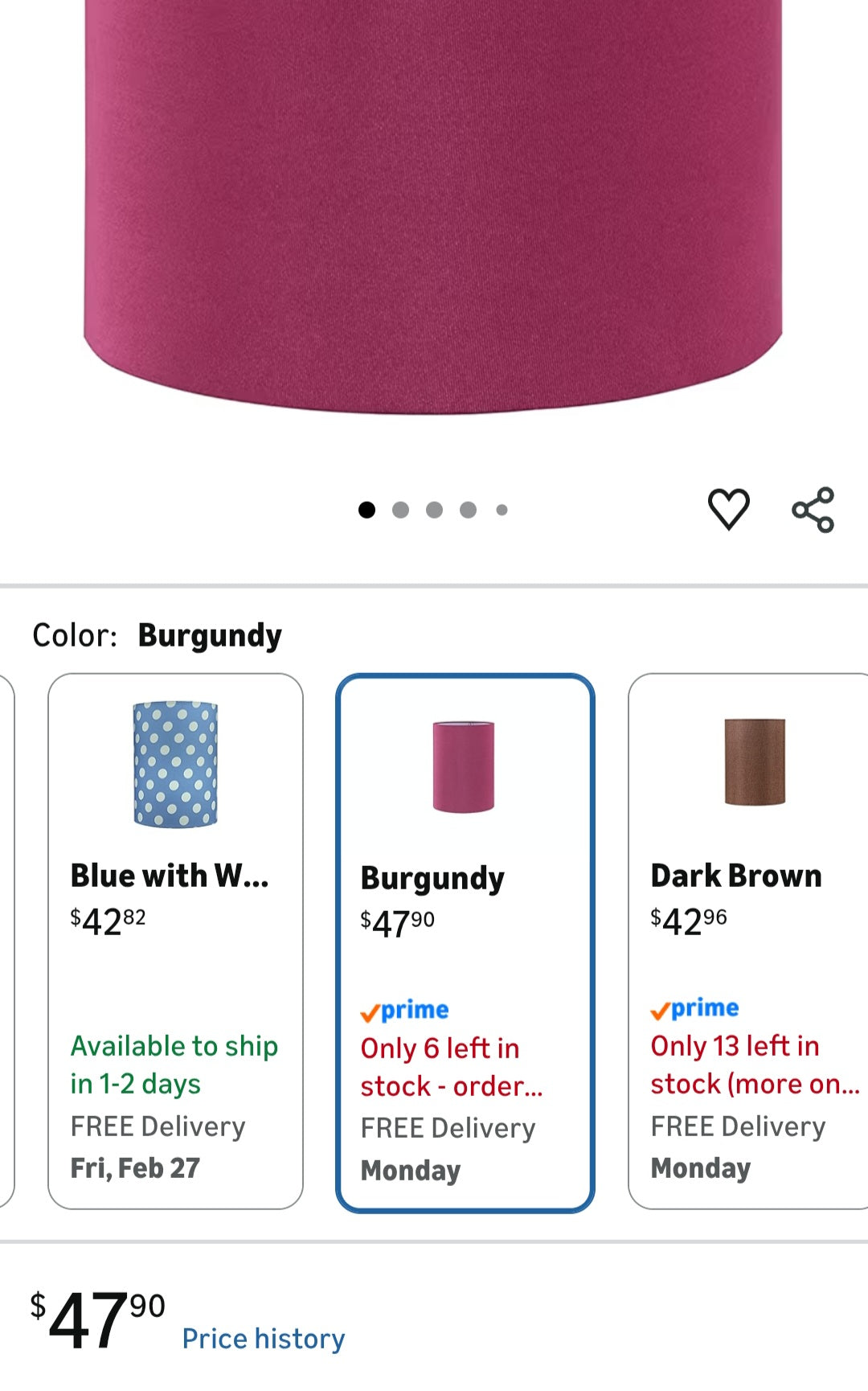 Lamp Shade Aspen Creative Drum (Cylinder) Shaped Spider Construction in Rich Red (8" x 8" x 11")