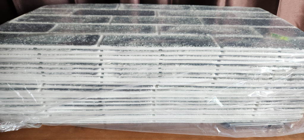 Faux Brick Tile 3D Strip Wall Paneling, Self-Adhesive Artificial Stone Backsplash Waterproof Foam 20PCS, Gray 100 sqft