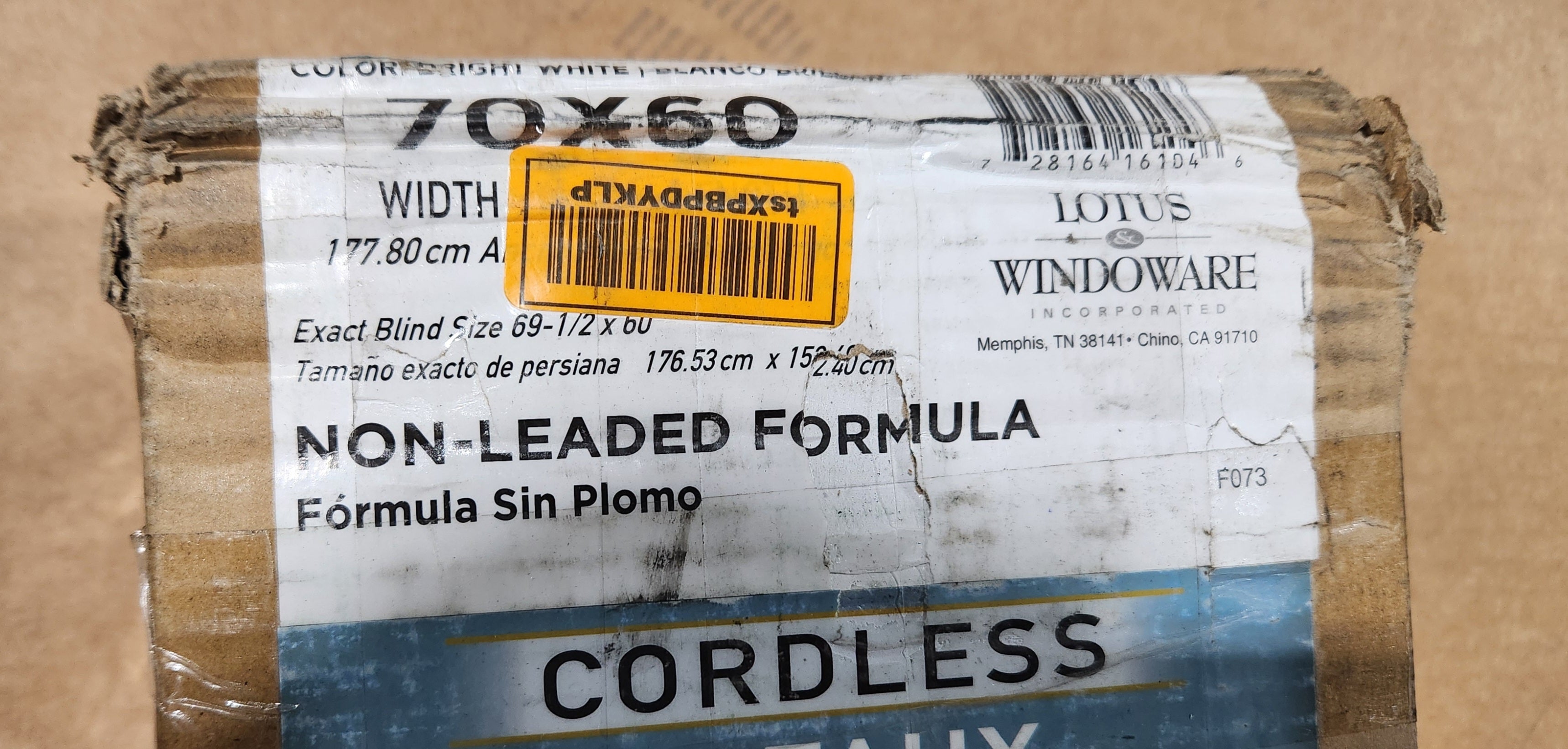 2 Inch Faux Wood Blind, 70" Wide x 60" Long, Bright White