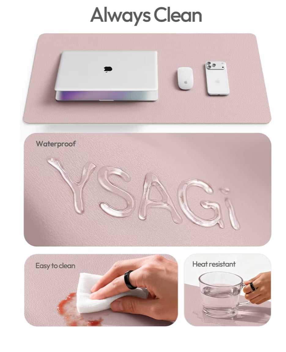 Leather Desk & Table Protector, Office Desk Mat, Large Mouse Pad- Waterproof Desk Grayish Lavender, 47.2" x 23.6"