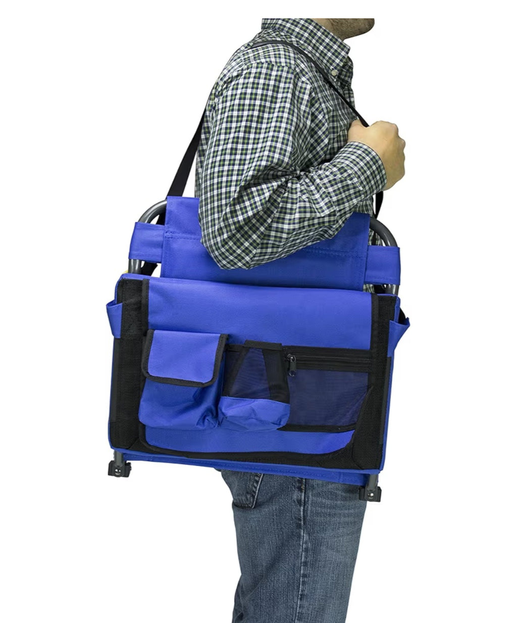 Outdoor BleacherBack Lumbar Stadium Chair With Padded Backrest- BLACK