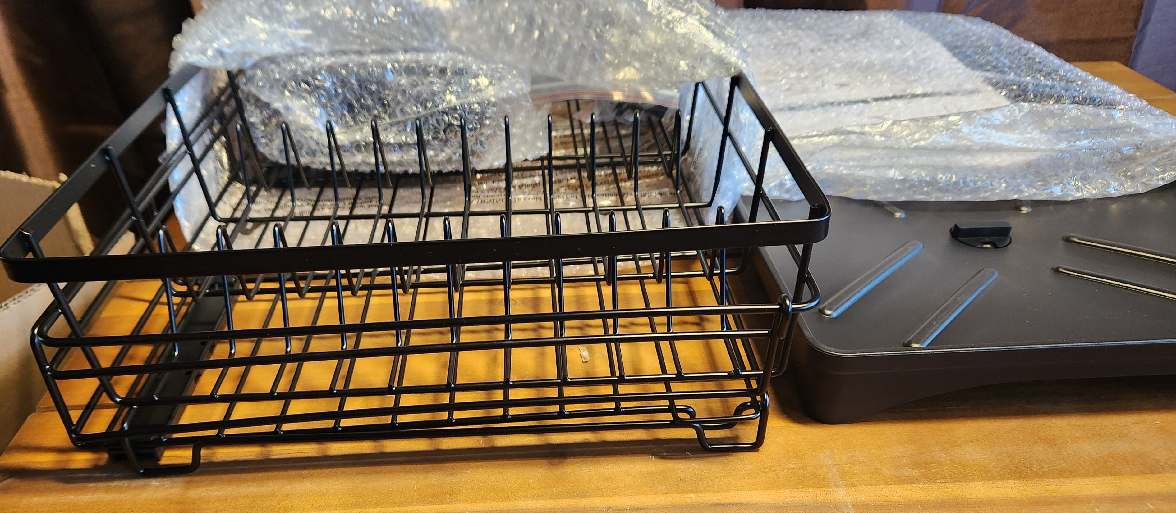 Dish Drying Rack-Extendable Large for Kitchen Counter, Stainless Steel with Utensil Holder (Black)