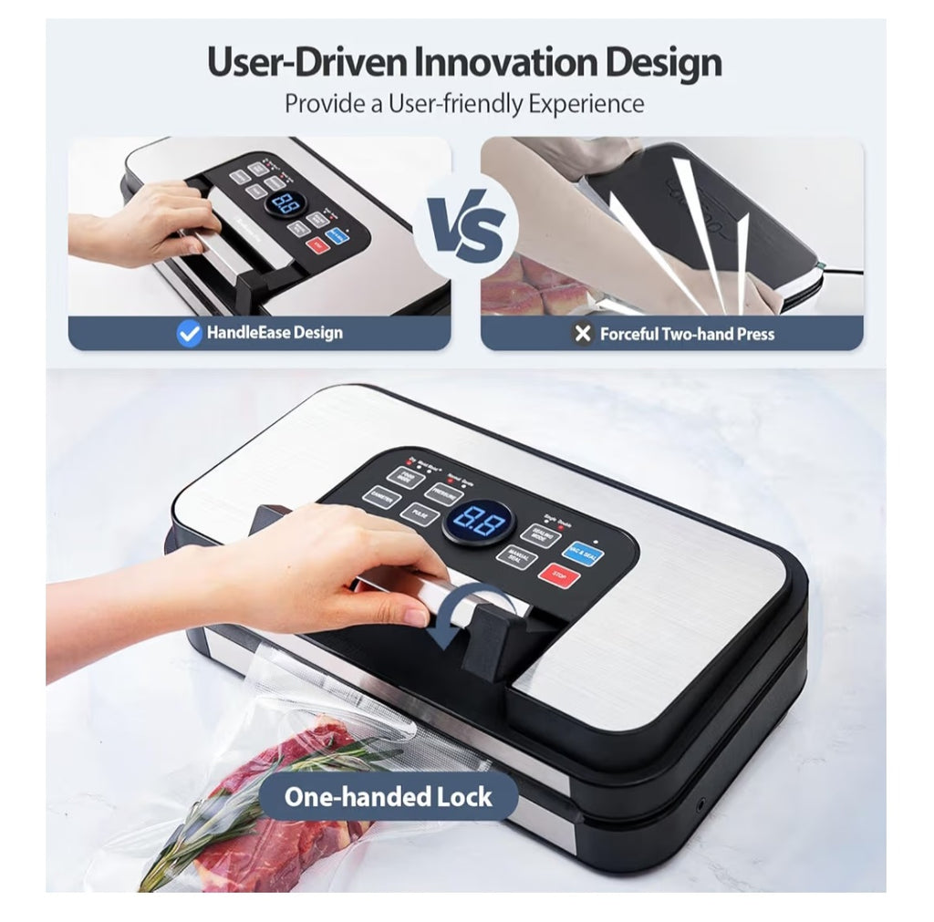 Powerful Precision Pro Vacuum Sealer, with Double Heat Seal & Double Pump, Easy-Lock Handle
