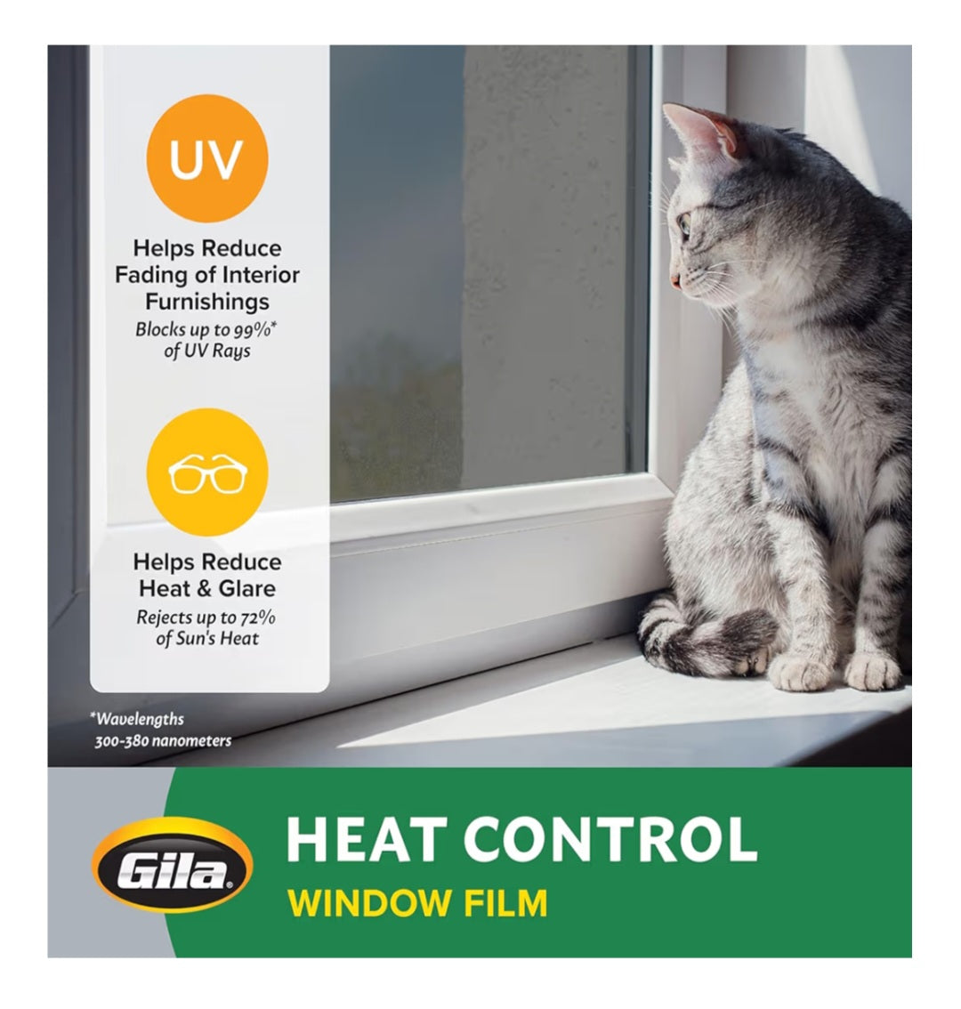 Gila® Heat Control Titanium Adhesive Residential DIY Window Film Sun Blocking Glare Reduction 4ft x 15ft