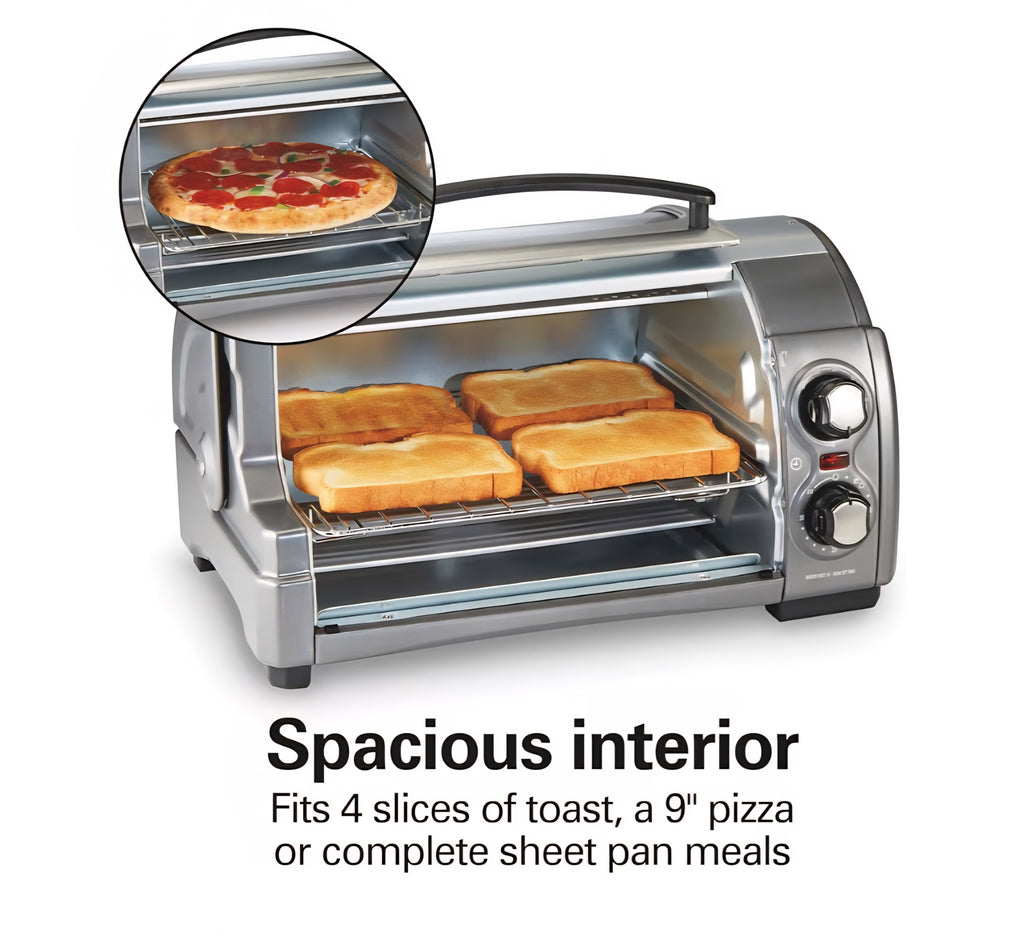 Hamilton Beach Easy Reach 4-Slice Countertop Toaster Oven With Roll-Top Door
