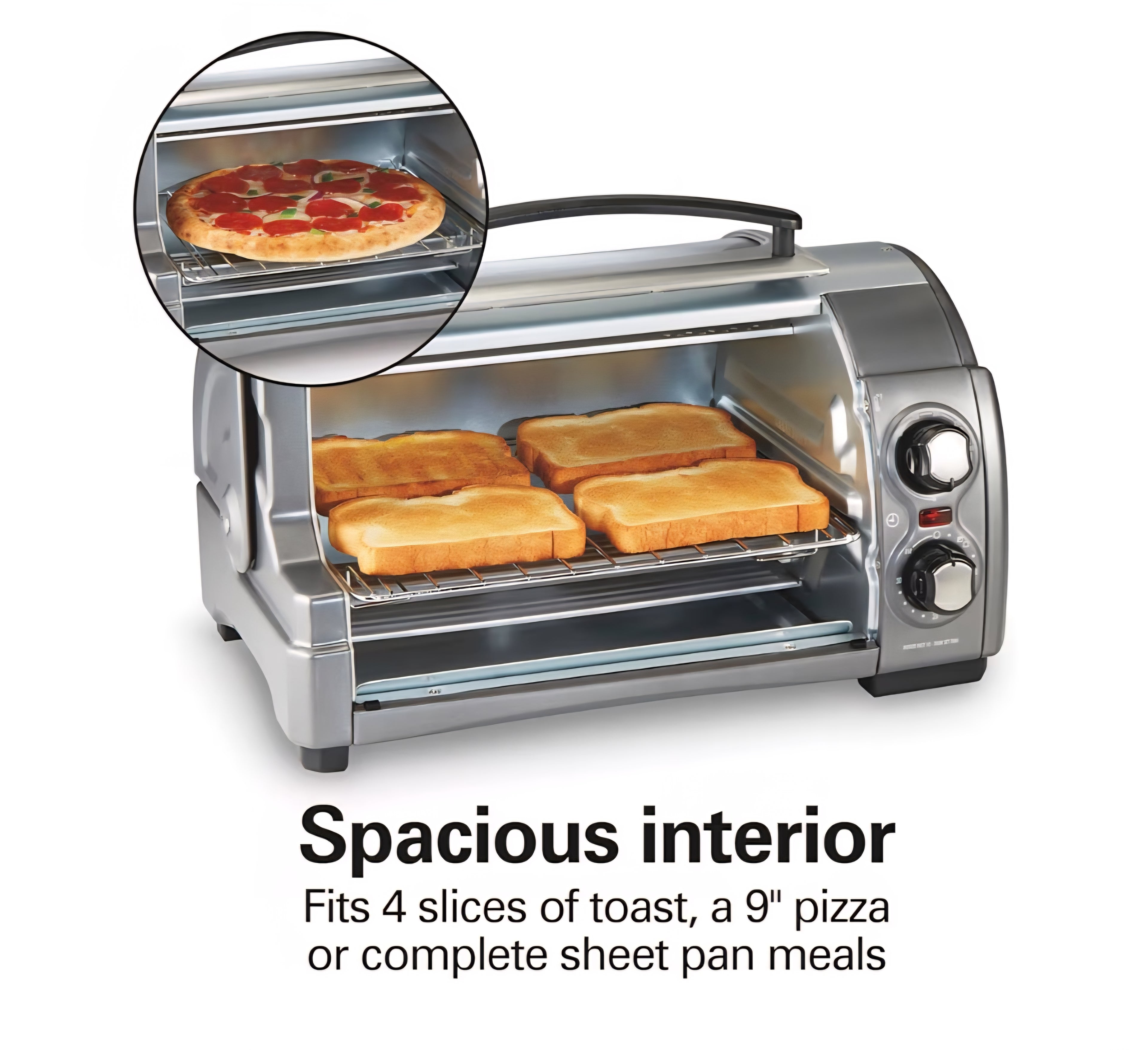 Hamilton Beach Easy Reach 4-Slice Countertop Toaster Oven With Roll-Top Door
