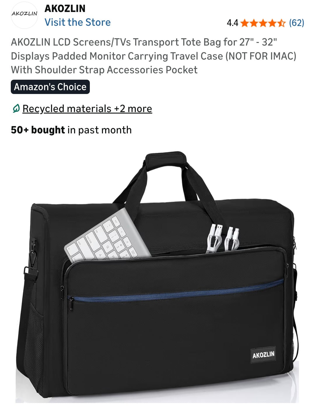 LCD Screens/TVs Transport Tote Bag for 27"-32" Padded Monitor Carrying Bag Computer Case