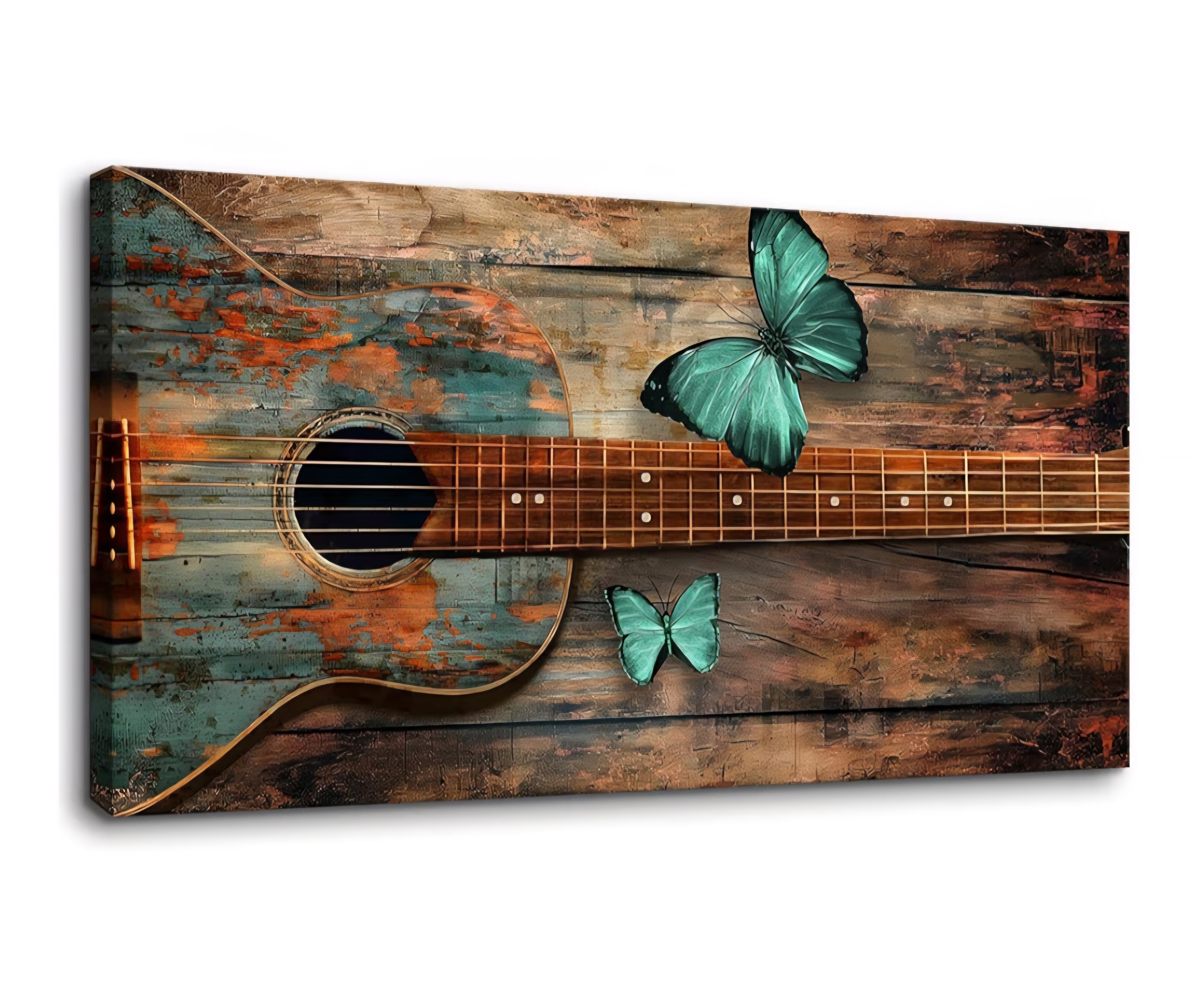 Large Abstract Vintage Guitar Wall Art，Music Decor Art Canvas Prints 47" x 23" NEW