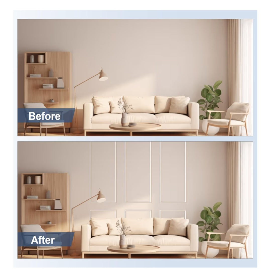 Peel and Stick Wall Molding Kit 6-Frame Premade, Ready-to-Assemble Wall Moulding Panel Frame