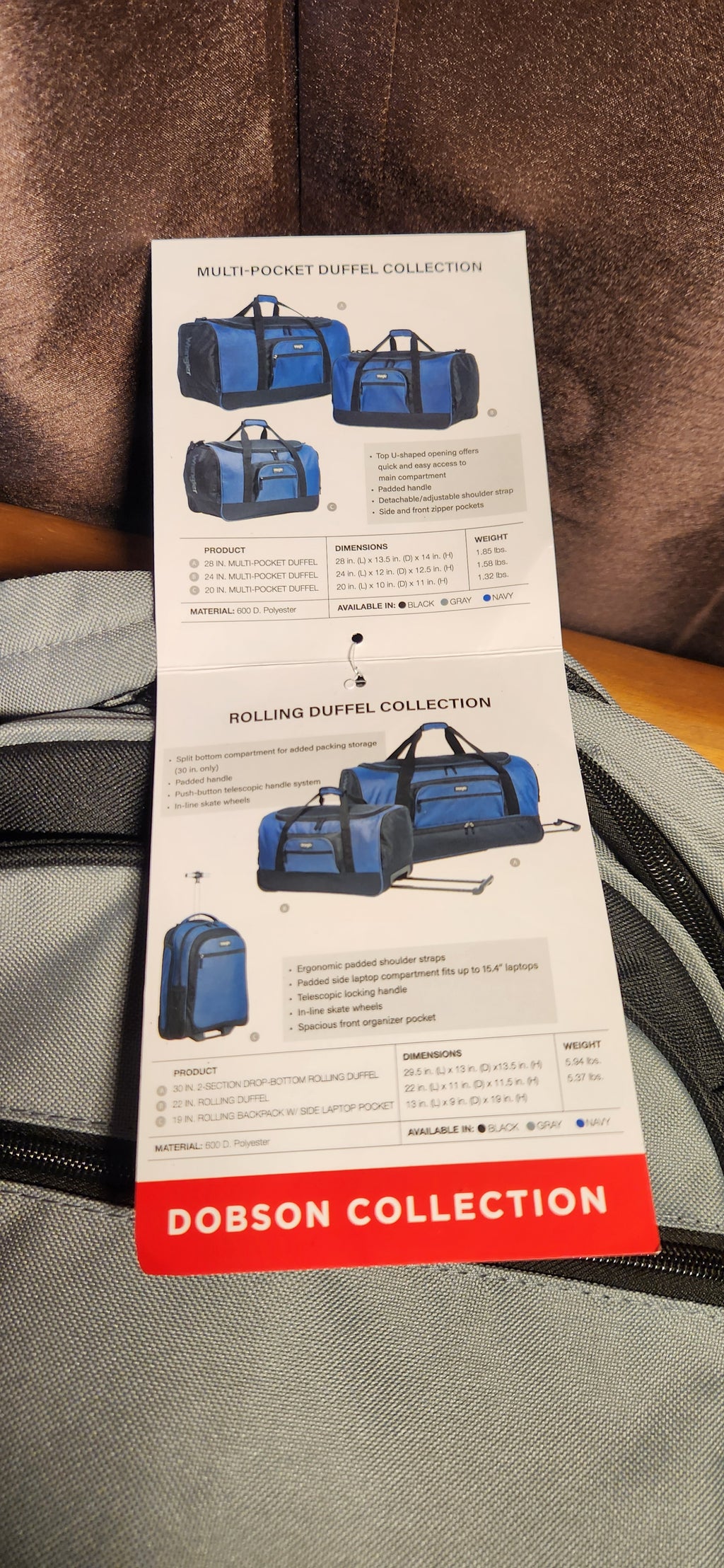 Wrangler Travel Duffel or Backpack Dobson Set, Charcoal, 19" Rolling Backpack