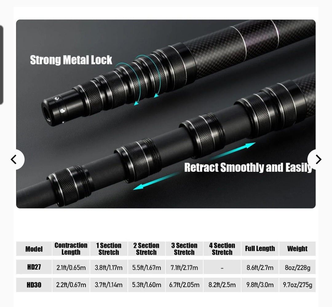 Dr. Fish Telescoping Long Handle Landing Net 8.6ft 9.8ft