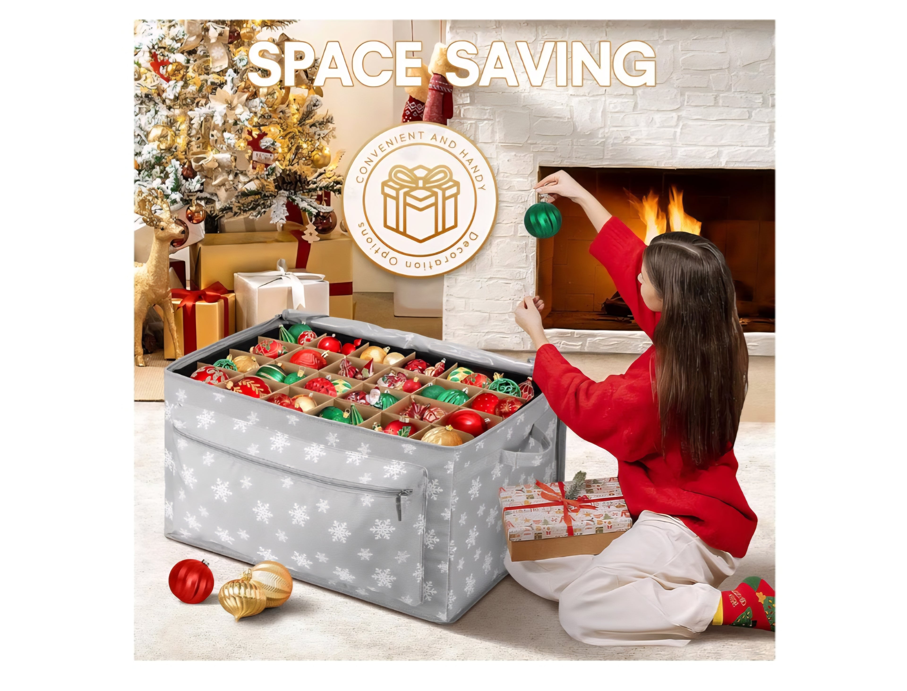 Christmas Ornament Storage Box - Holds Up to 72 of 4" Ornaments