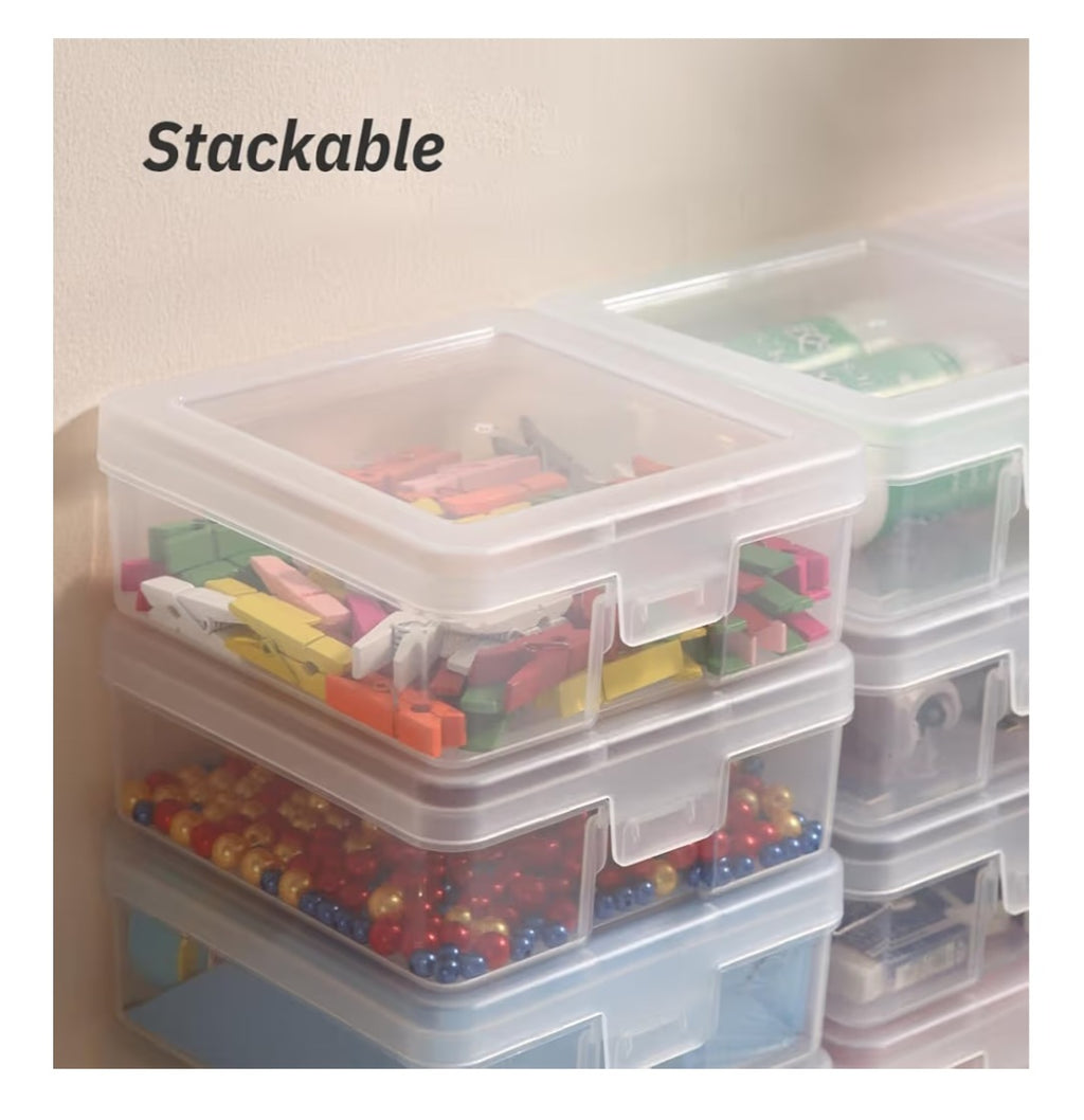 12 Pack Storage Containers with Latching Lid 5" x 5"x 1.9" Stackable Boxes