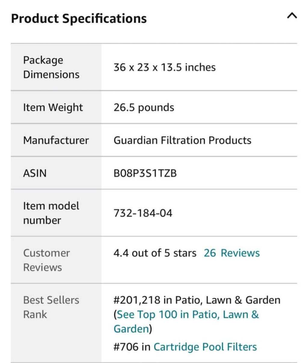 Pool Filter Cartridge 732-184-04 Four Pack Replacement