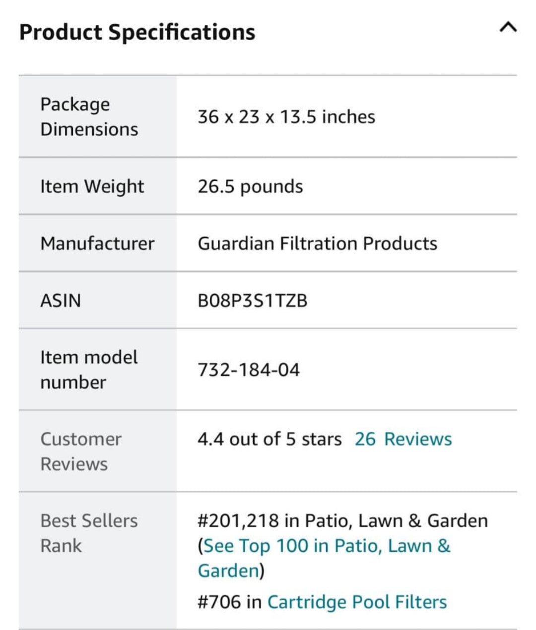 Pool Filter Cartridge 732-184-04 Four Pack Replacement