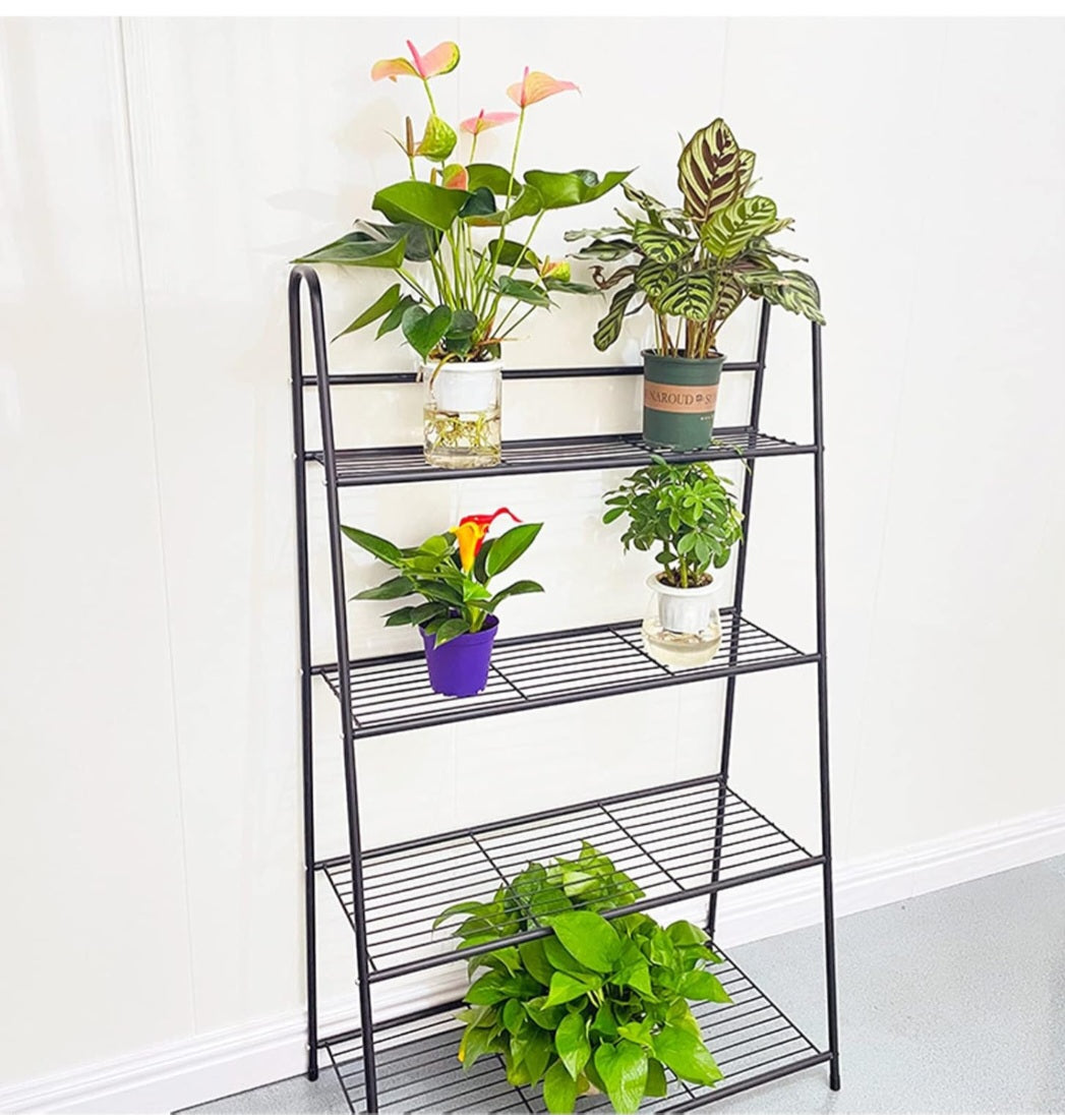 4-Layer Metal Plant Stand, Trapezoidal Stand, Flower Pot Stand for Indoor and Outdoor