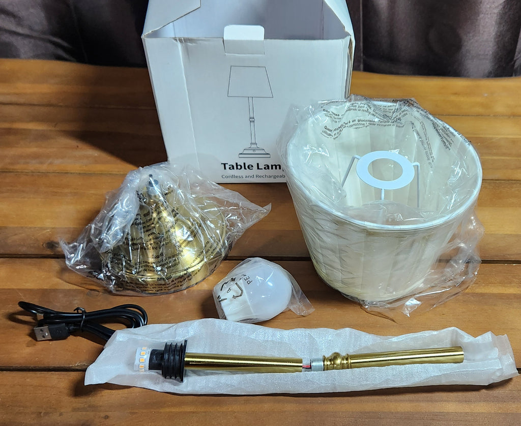 Portables Cordless Table Lamp, Fabric Shade Desk Lamp Rechargeable NEW