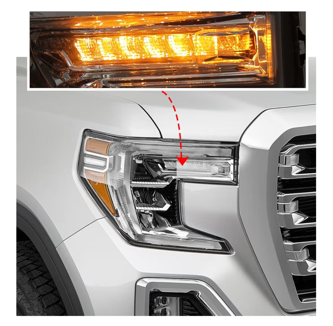 LED Headlight Assembly Compatible with GMC Sierra 1500 2019 2020 2021 2022 Replacement with DRL LED Turn Signal Light Right Passenger Side RH 84507049 GM2503496