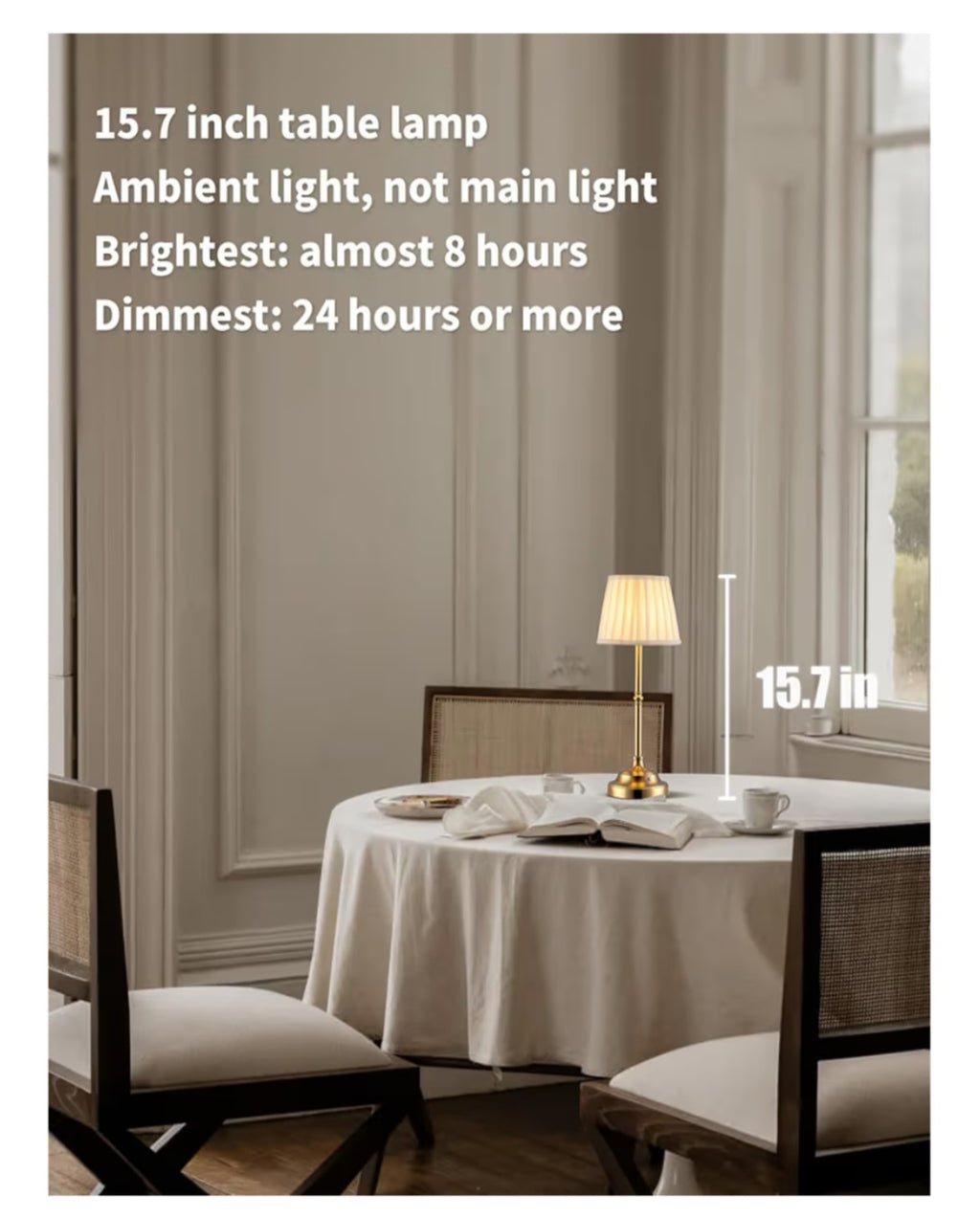 Portables Cordless Table Lamp, Fabric Shade Desk Lamp Rechargeable NEW