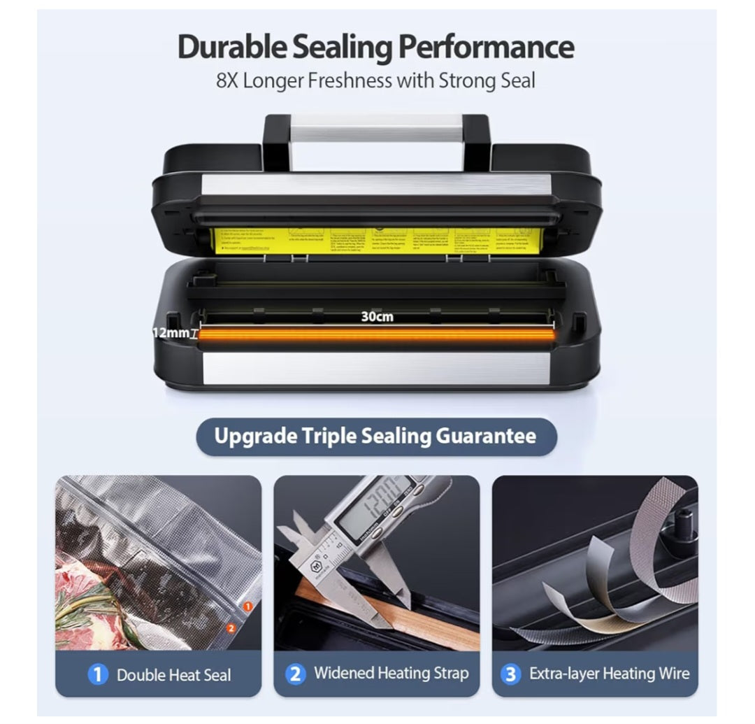 Powerful Precision Pro Vacuum Sealer, with Double Heat Seal & Double Pump, Easy-Lock Handle