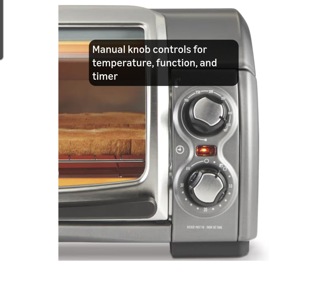 Hamilton Beach Easy Reach 4-Slice Countertop Toaster Oven With Roll-Top Door