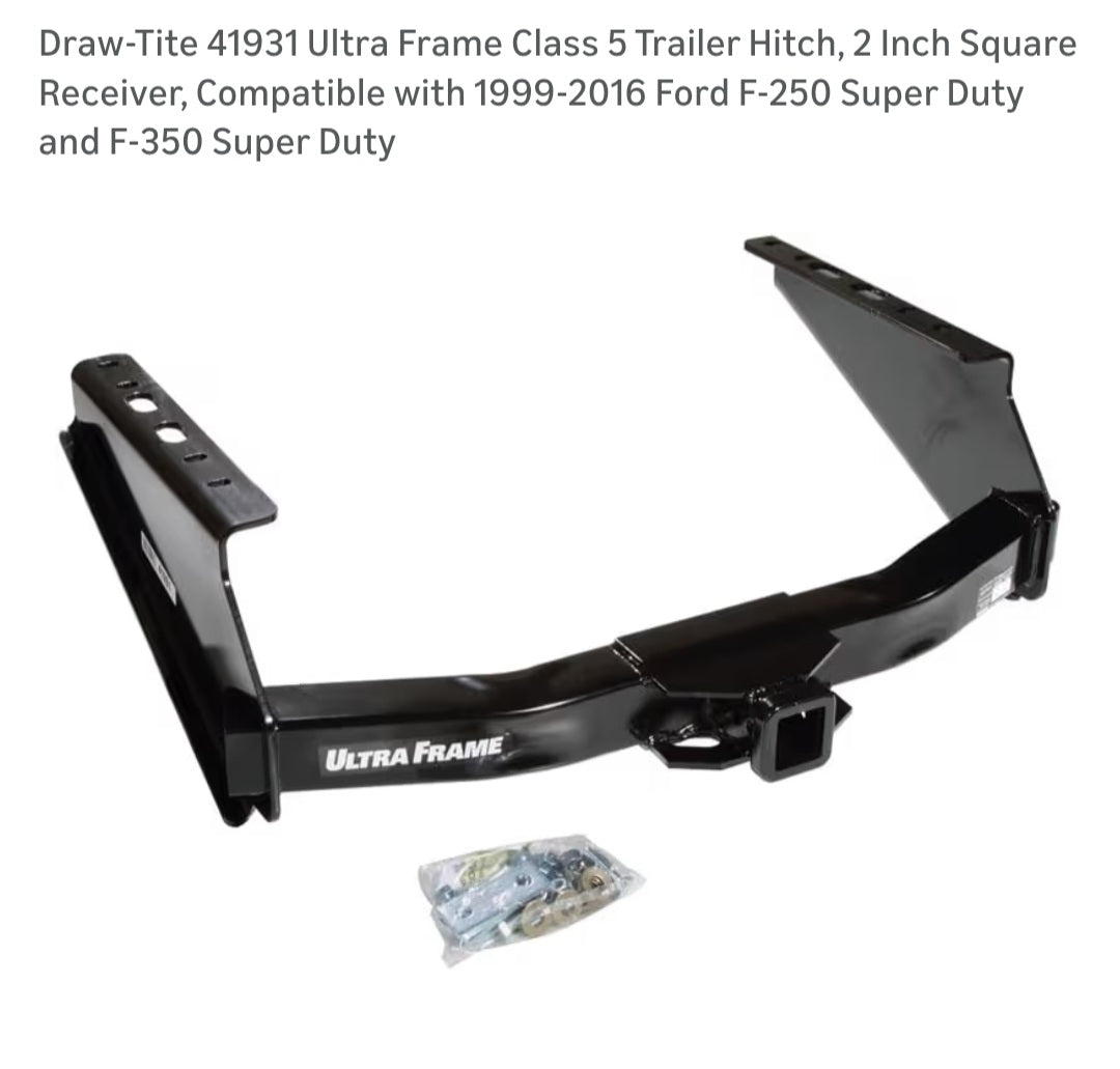 Ultra Frame Class 5 Trailer Hitch, 2 Inch Square Receiver, Compatible with 1999-2016 Ford F-250 Super Duty and F-350 Super Duty