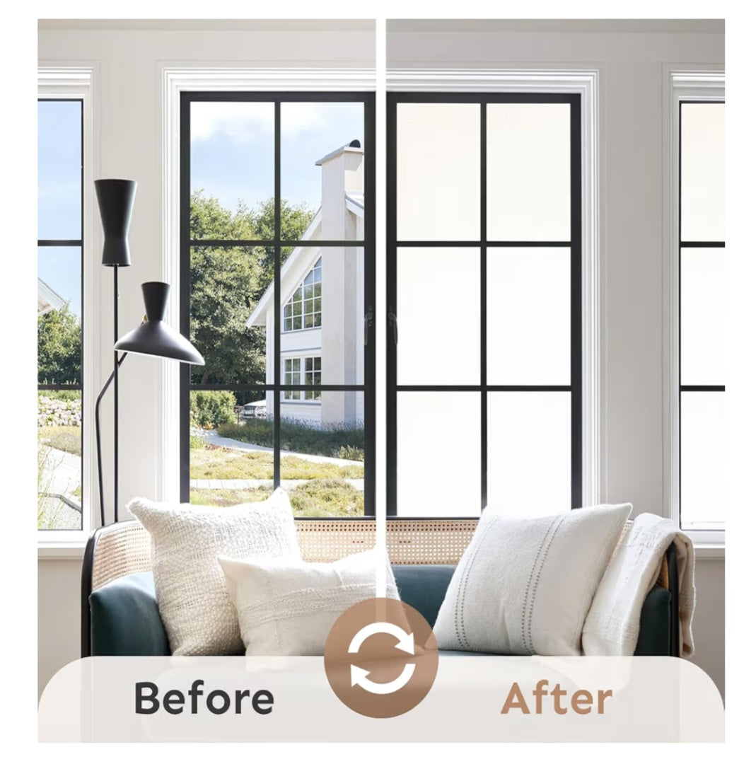 Window Privacy Film, Frosted Glass Window Clings, Removable Anti-UV Glass Door Covering- White