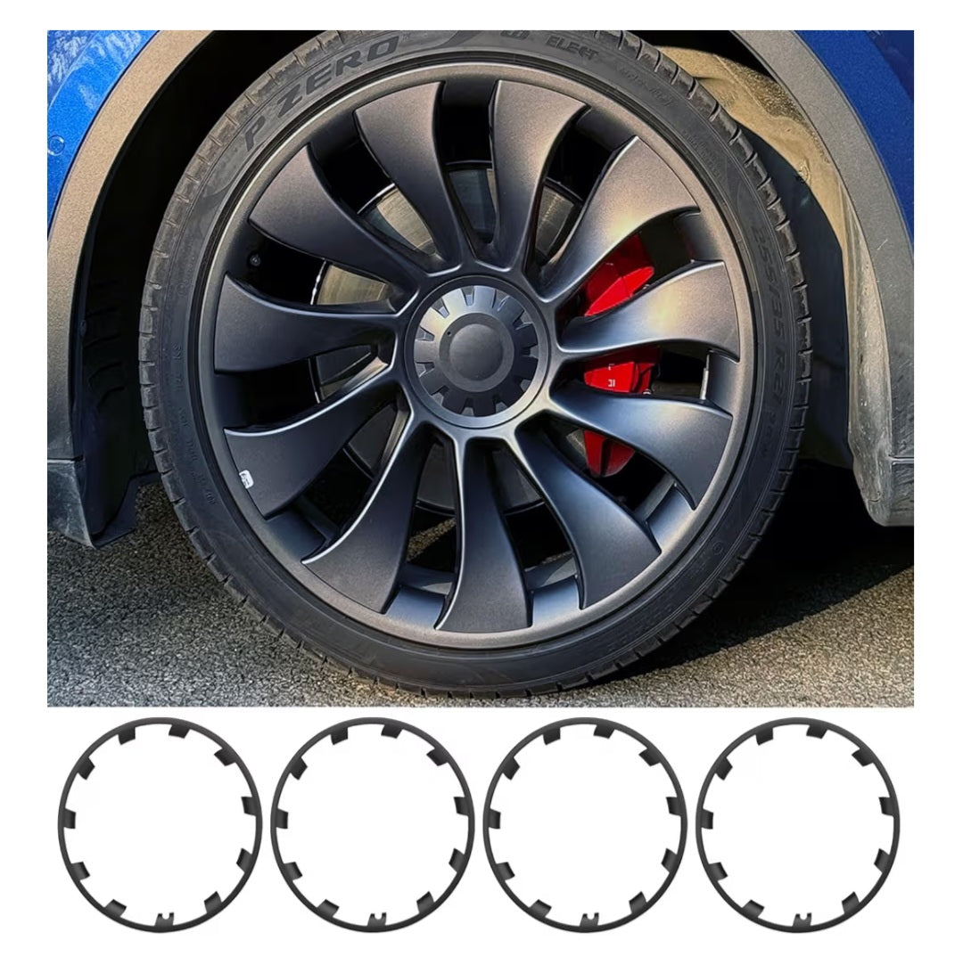 Tesla Model Y 21 Inch Wheel Rim Protector Hubcaps Matte Black 4Pcs