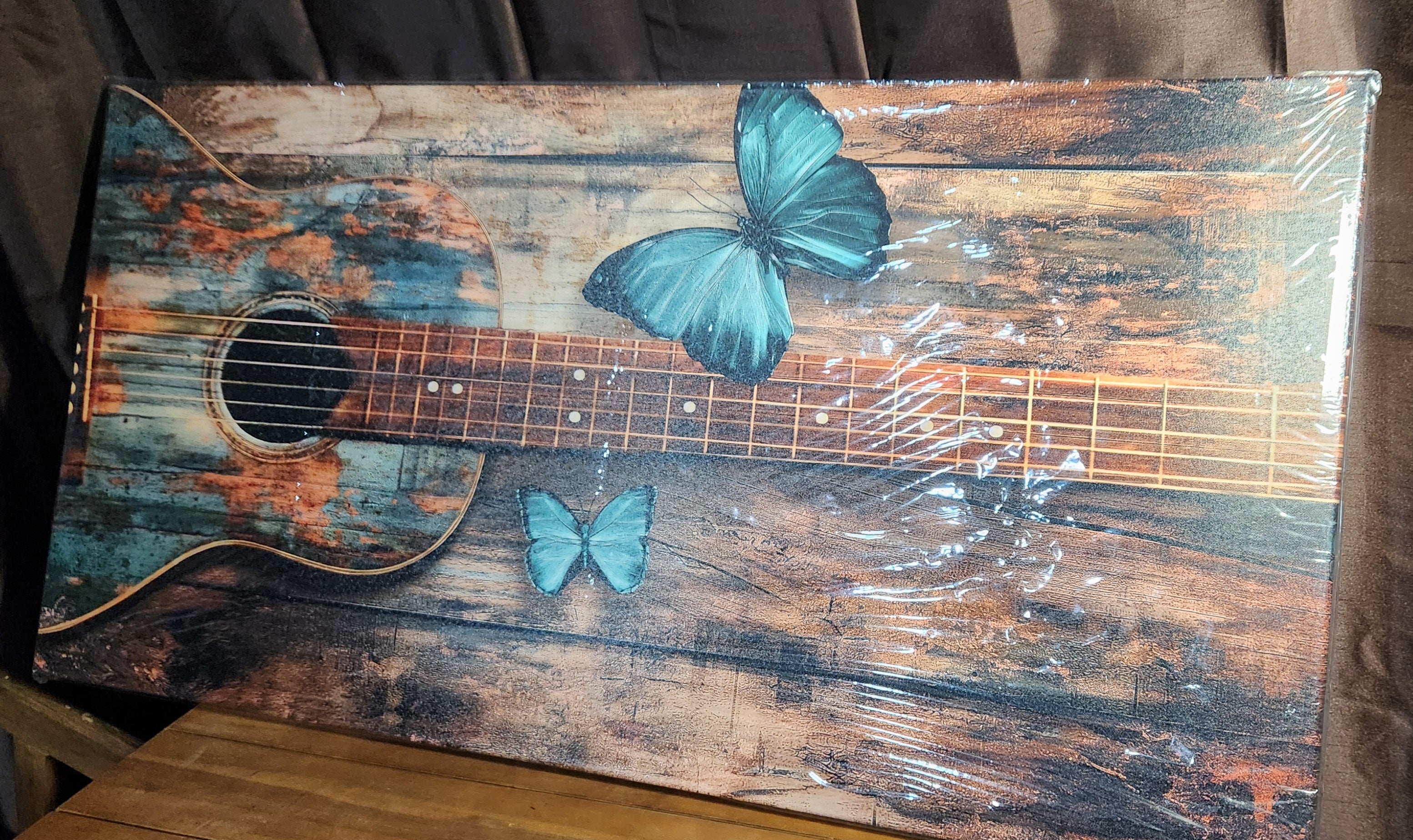 Large Abstract Vintage Guitar Wall Art，Music Decor Art Canvas Prints 47" x 23" NEW