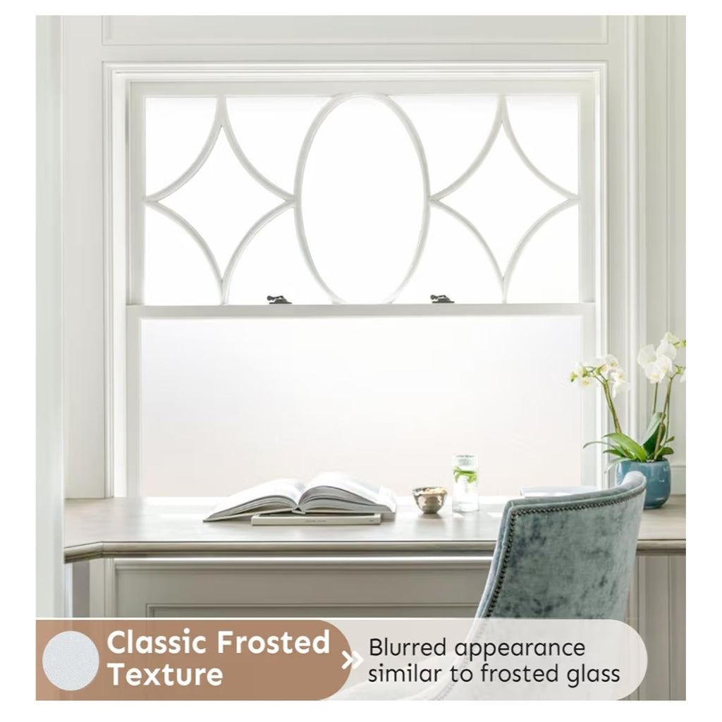 Window Privacy Film, Frosted Glass Window Clings, Removable Anti-UV Glass Door Covering- White