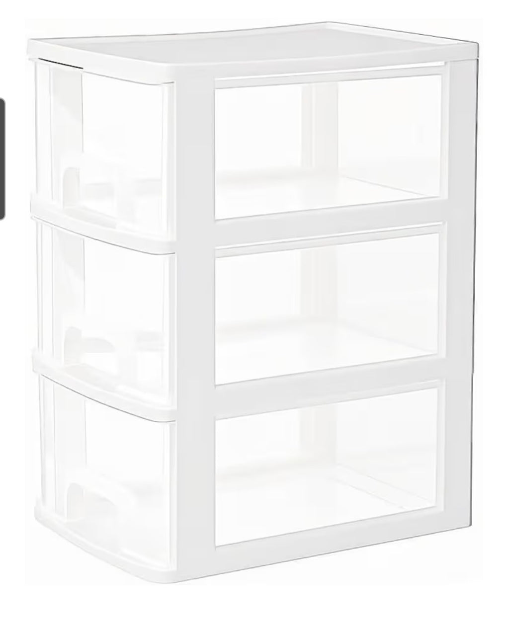 Small 3 Drawer Storage Organizer, White Plastic Drawer Storage