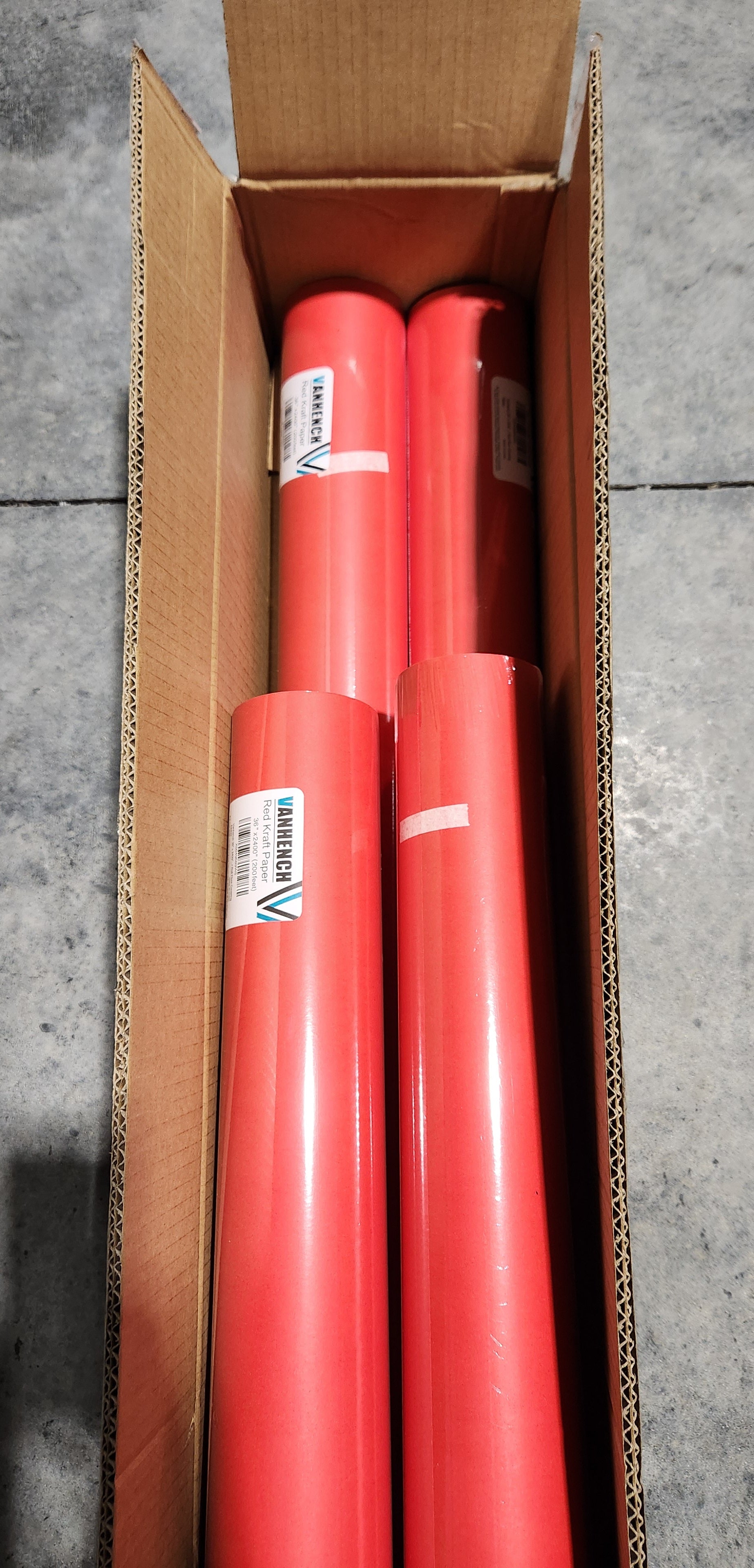 Box of 4 Rolls of Red Kraft Paper