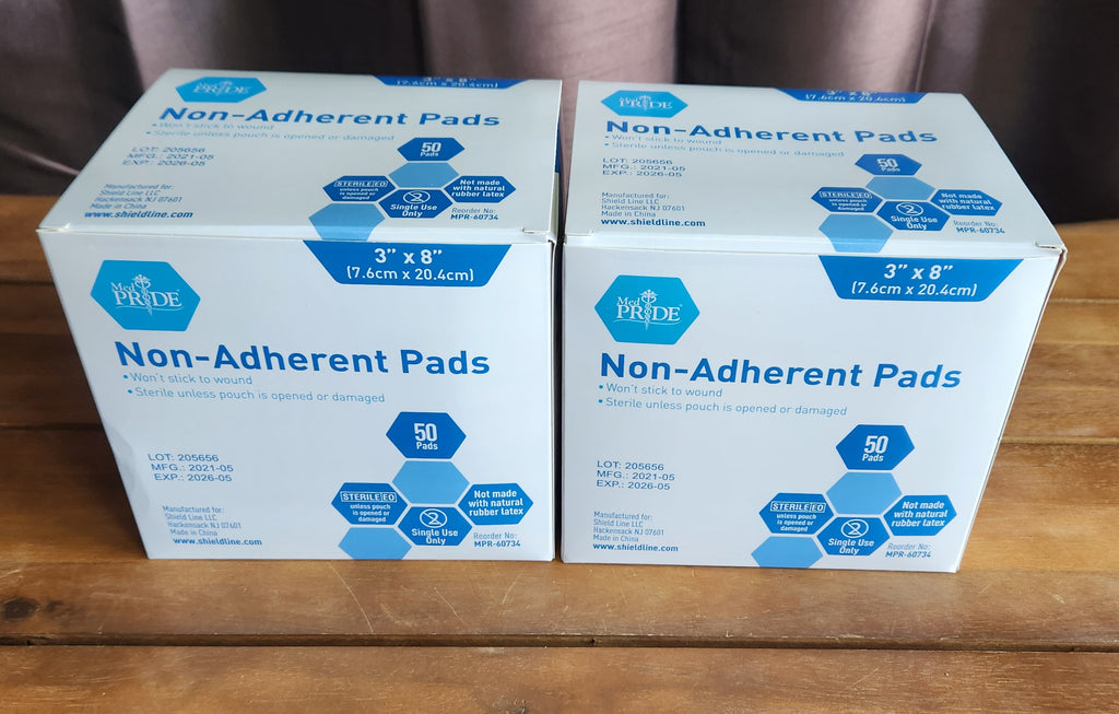 Sterile Nonstick Pads for Wound Care Absorbent Non-Adherent 3x8 In 50pk MedPride