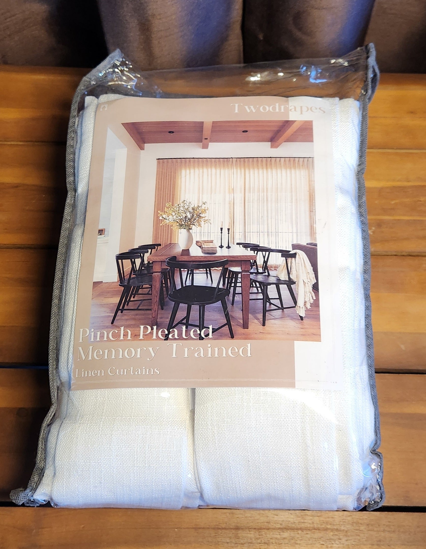 Curtains Pinch Pleated High Ceiling Tall Curtains 2 Panels Set Beige White 120"x 40" NEW