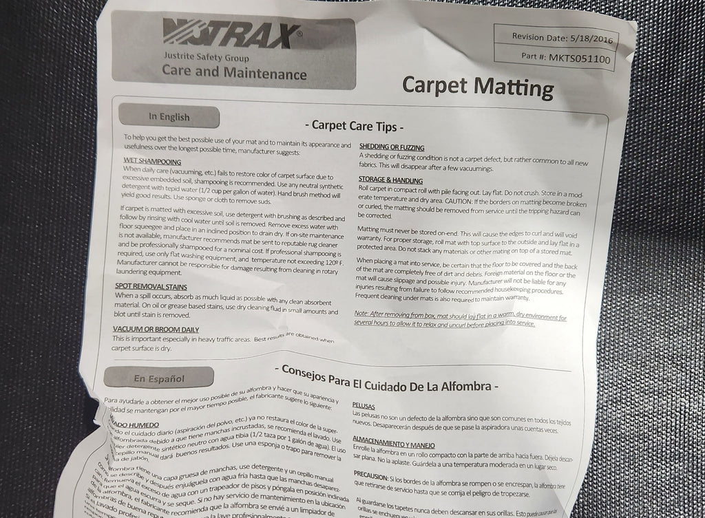 Entry Mat Door Mat Notrax 109 Brush Step Carpeted Indoor/Outdoor 3' X 5' NEW Charcoal