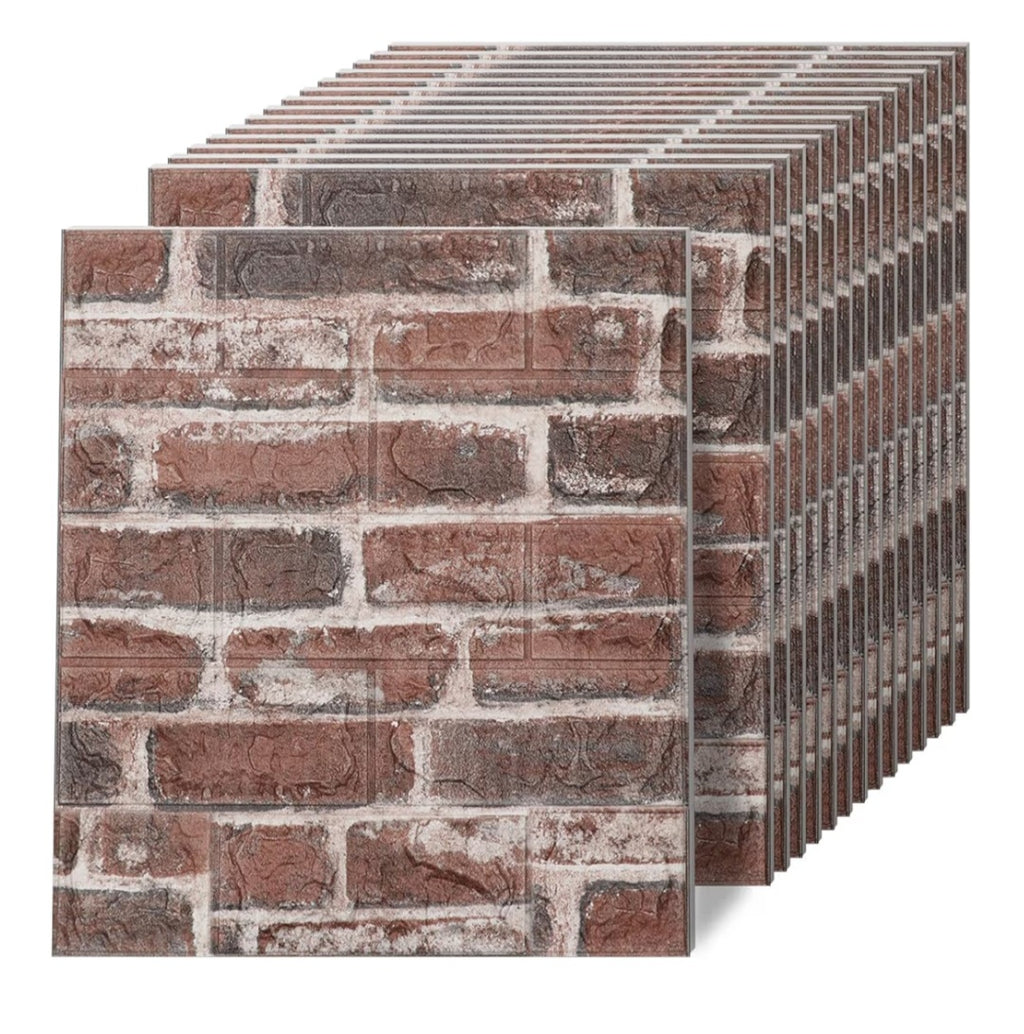 3D Faux Brick Wall Panels Peel and Stick in Red White, 40 PCS XPE Foam 3D Wallpaper