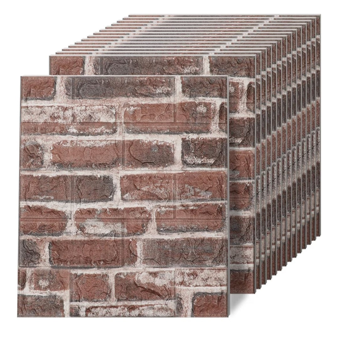 3D Faux Brick Wall Panels Peel and Stick in Red White, 40 PCS XPE Foam 3D Wallpaper
