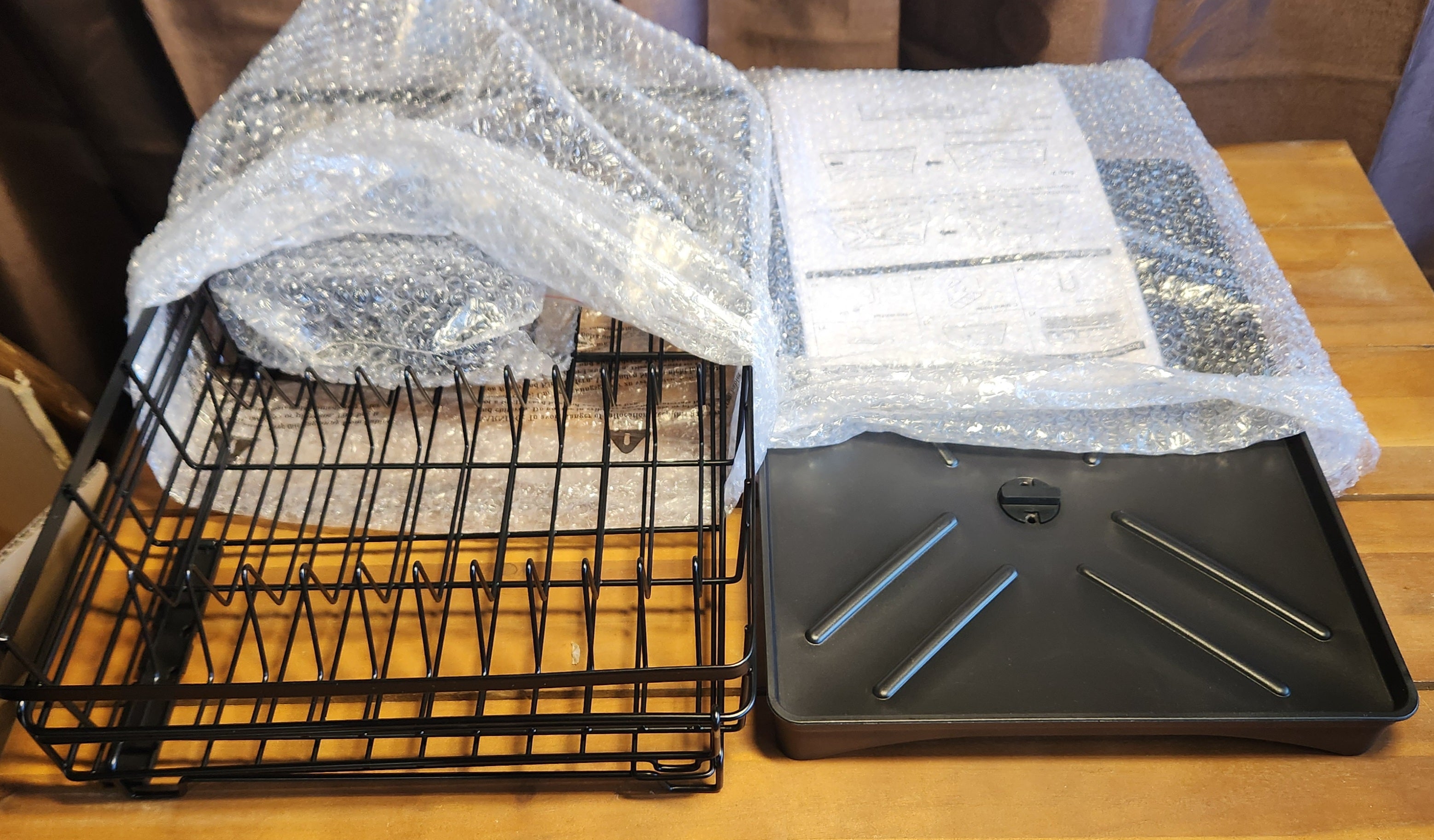 Dish Drying Rack-Extendable Large for Kitchen Counter, Stainless Steel with Utensil Holder (Black)