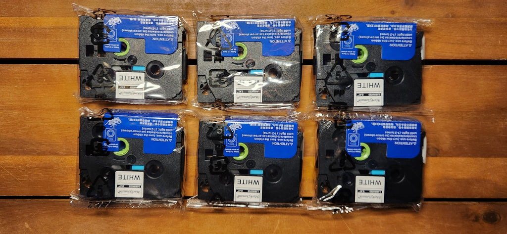 6 pack Laminated 0.47" White Label Tape Replacement for TZe-231 Brother Label Maker Tape 12mm 0.47"